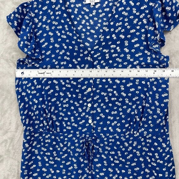 Rails Chloe Romper Floating Daisy Cobalt Flutter Sleeve Short Suit - Picture 9 of 13
